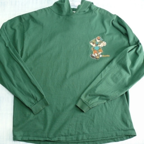 Bugle Boy Hoodie Vintage 90s T Shirt Large Green Long Sleeve Tee - Picture 2 of 8